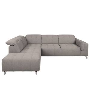 Ecksofa Miches Webstoff - Granit - Ottomane davorstehend links