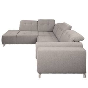 Ecksofa Miches Webstoff - Granit - Ottomane davorstehend links