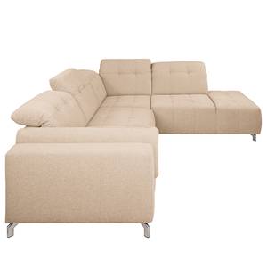 Ecksofa Miches Webstoff - Sand - Ottomane davorstehend rechts