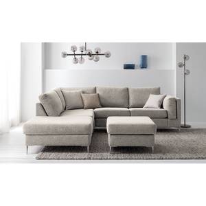 Polsterhocker COSO Classic+ Webstoff - Chenille Rufi: Beige - Breite: 64 cm - Chrom glänzend