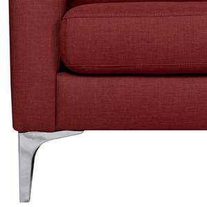 Ecksofa Theza Flachgewebe - Bordeaux - Longchair davorstehend rechts