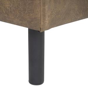 Canapé panoramique FORT DODGE Aspect cuir vieilli - Microfibre Yaka: Noix de muscade - Méridienne courte à gauche / longue à droite (vue de face) - Sans repose-pieds