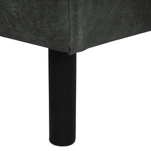 Canapé panoramique FORT DODGE Aspect cuir vieilli - Microfibre Yaka: Noir - Méridienne courte à gauche / longue à droite (vue de face) - Sans repose-pieds