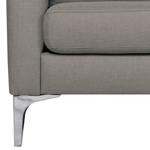 Ecksofa Theza Flachgewebe - Silber - Longchair davorstehend rechts