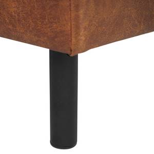 Canapé panoramique FORT DODGE Aspect cuir vieilli - Microfibre Yaka: Cognac - Méridienne courte à droite / longue à gauche (vue de face) - Avec repose-pieds