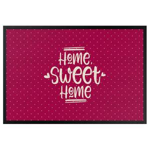 Paillasson Home Sweet Home Polkadots Tissu mélangé - Rose foncé - 70 x 50 cm