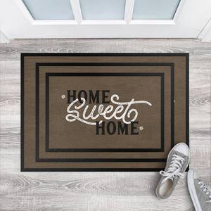 Deurmat Home Sweet Home Shabby textielmix - bruin - 70 x 50 cm