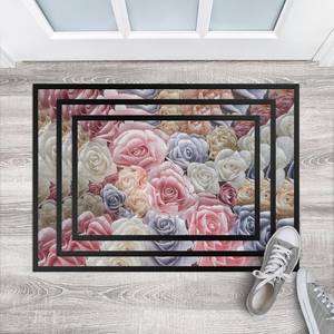 Fußmatte Pastell Paper Art Rosen Mischgewebe - Mehrfarbig - 70 x 50 cm