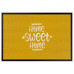 Paillasson Home Sweet Home Polkadots Tissu mélangé - Jaune - 60 x 40 cm