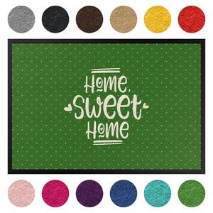 Paillasson Home Sweet Home Polkadots Tissu mélangé - Vert - 60 x 40 cm