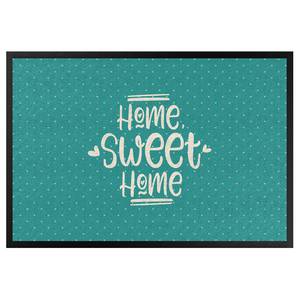 Fußmatte Home Sweet Home Polkadots Mischgewebe - Türkis - 60 x 40 cm