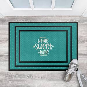 Paillasson Home Sweet Home Polkadots Tissu mélangé - Turquoise - 60 x 40 cm