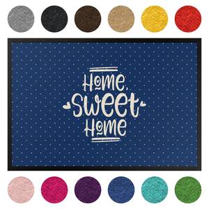 Deurmat Home Sweet Home Polkadots textielmix - Blauw - 85 x 60 cm