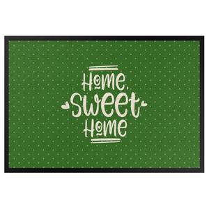 Paillasson Home Sweet Home Polkadots Tissu mélangé - Vert - 70 x 50 cm