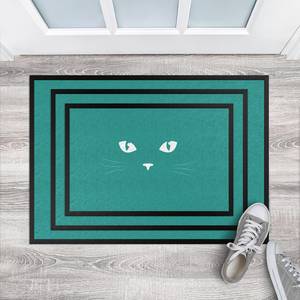 Paillasson Yeux de chat Tissu mélangé - Turquoise - 70 x 50 cm