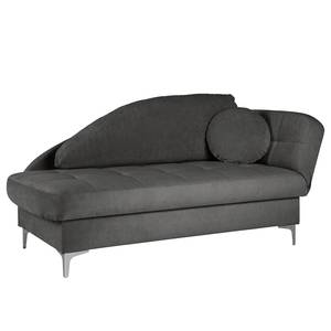 Chaise longue Keld vlakweefsel - Grijs - Armleuning vooraanzicht rechts