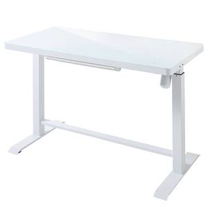 Bureau Levu (ajustable en hauteur) - Verre / Acier - Blanc