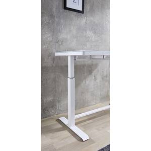 Bureau Levu (ajustable en hauteur) - Verre / Acier - Blanc