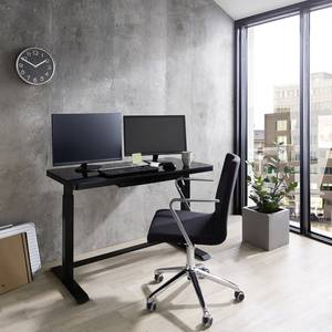 Bureau Levu (ajustable en hauteur) - Verre / Acier - Noir