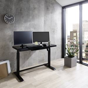 Bureau Levu (ajustable en hauteur) - Verre / Acier - Noir