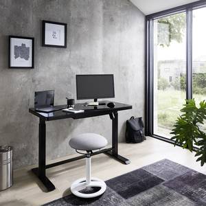 Bureau Levu (ajustable en hauteur) - Verre / Acier - Noir