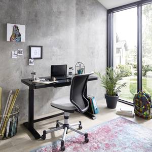 Bureau Levu (ajustable en hauteur) - Verre / Acier - Noir