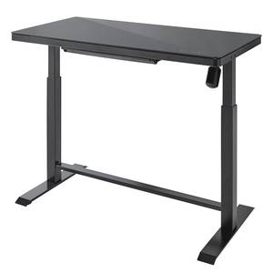 Bureau Levu (ajustable en hauteur) - Verre / Acier - Noir