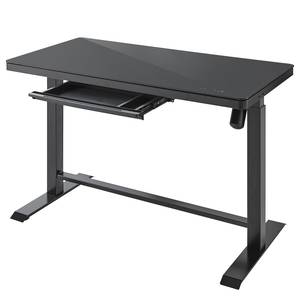 Bureau Levu (ajustable en hauteur) - Verre / Acier - Noir