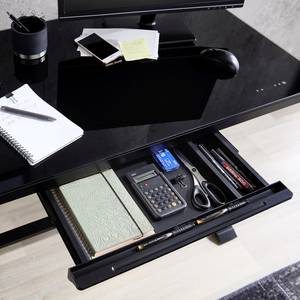 Bureau Levu (ajustable en hauteur) - Verre / Acier - Noir