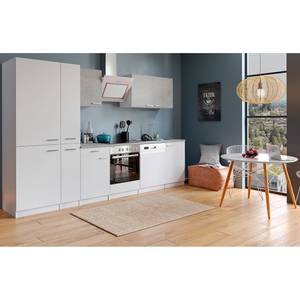 Küchenzeile Cano V Inklusive Elektrogeräte - Weiß / Beton - Breite: 310 cm