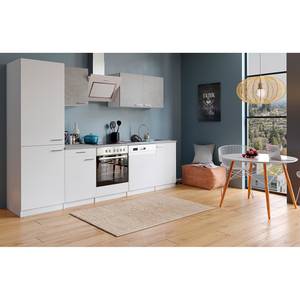 Küchenzeile Cano VI Inklusive Elektrogeräte - Weiß / Beton - Breite: 280 cm