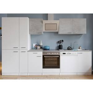 Küchenzeile Cano VI Inklusive Elektrogeräte - Weiß / Beton - Breite: 310 cm