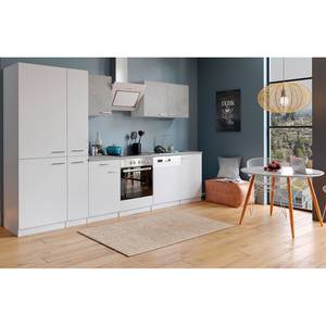 Küchenzeile Cano VI Inklusive Elektrogeräte - Weiß / Beton - Breite: 310 cm