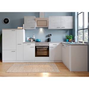 Eck-Küchenzeile Cano I Inklusive Elektrogeräte - Weiß / Beton - Breite: 310 cm