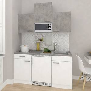 Mini keuken Cano II Inclusief elektrische apparaten - Wit/Concrete look - Breedte: 150 cm - Kookplaten