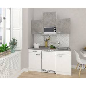 Mini keuken Cano II Inclusief elektrische apparaten - Wit/Concrete look - Breedte: 150 cm - Kookplaten