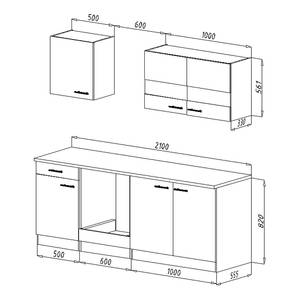 Küchenzeile Cano I Inklusive Elektrogeräte - Weiß / Beton