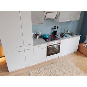Küchenzeile Cano IV Inklusive Elektrogeräte - Weiß / Beton - Breite: 310 cm