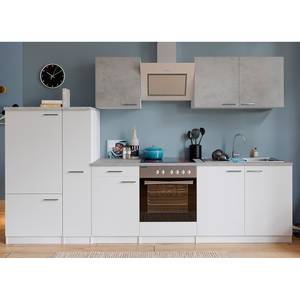 Küchenzeile Cano III Inklusive Elektrogeräte - Weiß / Beton - Breite: 300 cm