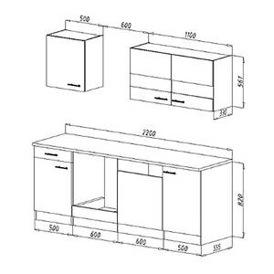 Küchenzeile Cano II Inklusive Elektrogeräte - Weiß / Beton