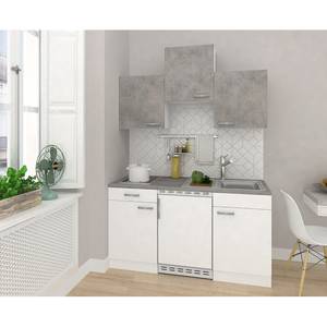 Mini keuken Cano I Inclusief elektrische apparaten - Wit/Concrete look - Breedte: 150 cm - Kookplaten