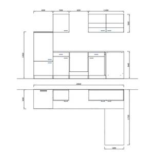 Eck-Küchenzeile Cano I Inklusive Elektrogeräte - Weiß / Beton - Breite: 280 cm