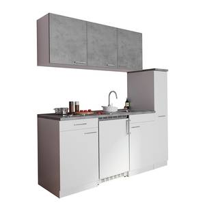 Cuisine Cano I Appareils électroménagers inclus - Blanc / Imitation béton - Largeur : 180 cm - Vitrocéramique