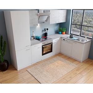 Eck-Küchenzeile Cano II Inklusive Elektrogeräte - Weiß / Beton - Breite: 280 cm