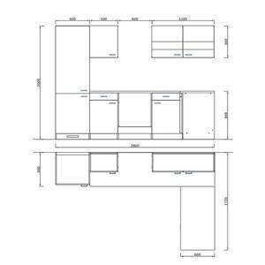 Eck-Küchenzeile Cano II Inklusive Elektrogeräte - Weiß / Beton - Breite: 280 cm