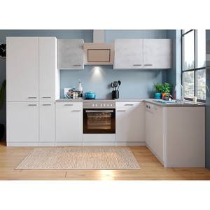 Hoek-keukenblok Cano II Inclusief elektrische apparaten - wit/betonkleurig - Breedte: 310 cm