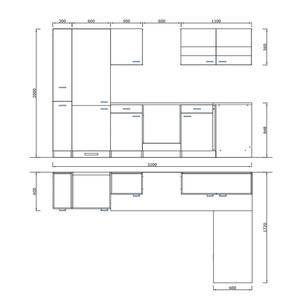 Eck-Küchenzeile Cano II Inklusive Elektrogeräte - Weiß / Beton - Breite: 310 cm