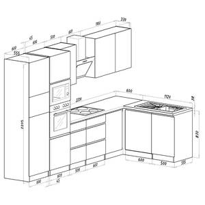 Keukenblok Bergun II (12-delig) zonder elektrische apparaten - Hoogglans wit - Met elektrische apparatuur