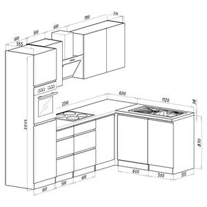Keukenblok Bergun I (11-delig) zonder elektrische apparaten - Hooglans grijs - Met elektrische apparatuur