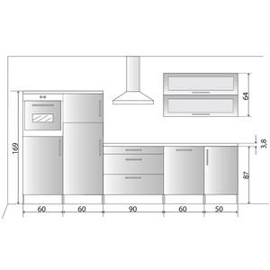 Küchenzeile Aveiro Inklusive Elektrogeräten - Hochglanz Weiß / Beton Dekor - Breite: 320 cm